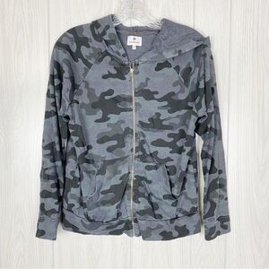 Sundry | Black Camo Zip Up Hoodie Size 0 (XS)